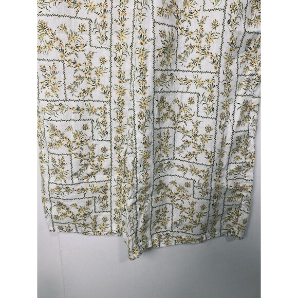 Joie Pants Ivory Floral Size M 100% Linen Wide Leg Ankle Cropped - Picture 6 of 10